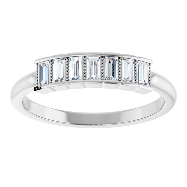 14K White Gold Straight Baguette 3 X 1.5 Mm Polished 1/4 Ctw Natural Diamond Ring, Size 7