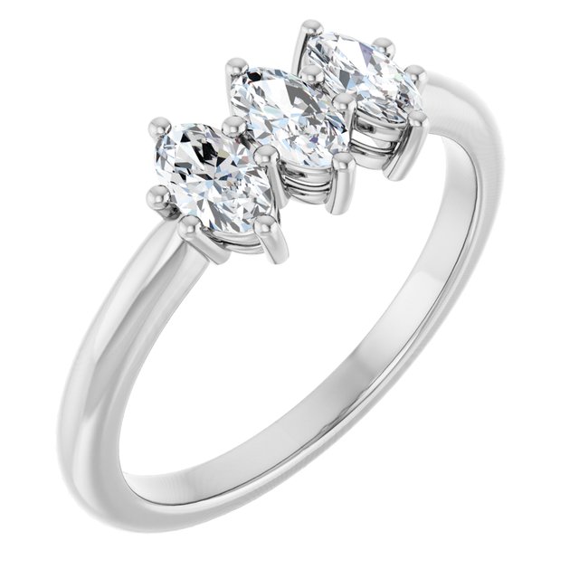14K Yellow Or White Gold Oval 5 X 3 Mm Polished 3/4 Ctw Lab-Grown Diamond Anniversary Band, Size 7