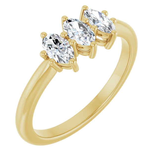 14K Yellow Or White Gold Oval 5 X 3 Mm Polished 3/4 Ctw Lab-Grown Diamond Anniversary Band, Size 7