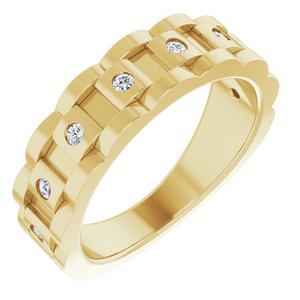 14K Yellow Gold Round 2 Mm 1/4 Ctw Natural Diamond Mens Link-Ring Size 10