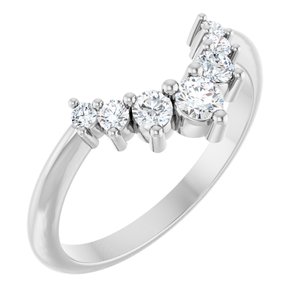 14K White Gold Round 3 Mm Polished 1/3 Ctw Lab-Grown Diamond Contour Band Size 7