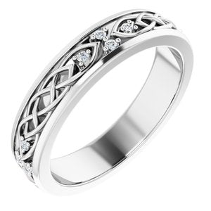 14K White Gold Round 1.1 Mm Gh Si2-Si3 .06 Ctw Natural Diamond Eternity Band Size 6
