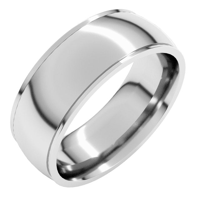 14K Yellow Or White Or Rose Gold Or Sterling Silver Or Platinum Or Palladium Standard Stepped-Edge Comfort-Fit Half Round Band