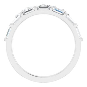 14K White Gold Straight Baguette 3.5 X 1.75 Mm Polished 5/8 Ctw Natural Diamond Anniversary Band Size 7