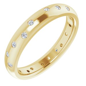 14K Yellow Gold 4 Mm Si2-Si3, G-H Polished 1/5 Ctw Natural Diamond Scattered Band Size 5.5