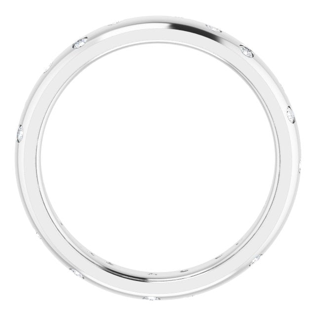 14K White Gold Round 1.5 Mm Si2-Si3, G-H Polished 1/5 Ctw Natural Diamond Scattered Band, Size 7.5
