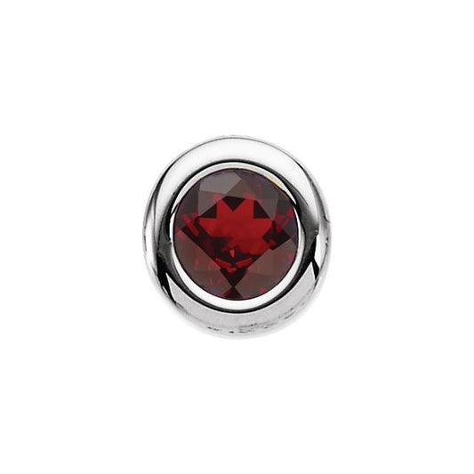14K White Gold Round  4 Mm Polished Imitation Garnet Birthstone Pendant