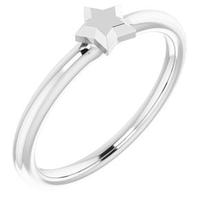 Sterling Silver Polished Stackable Star Ring Size 7