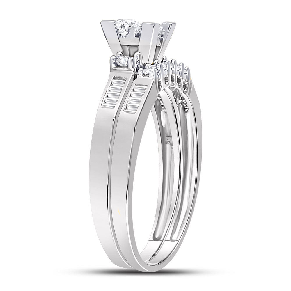 10K Yellow Or White Gold  Princess Diamond Bridal Wedding Ring Band Set 1/2 Cttw, Womens Size: 5-10