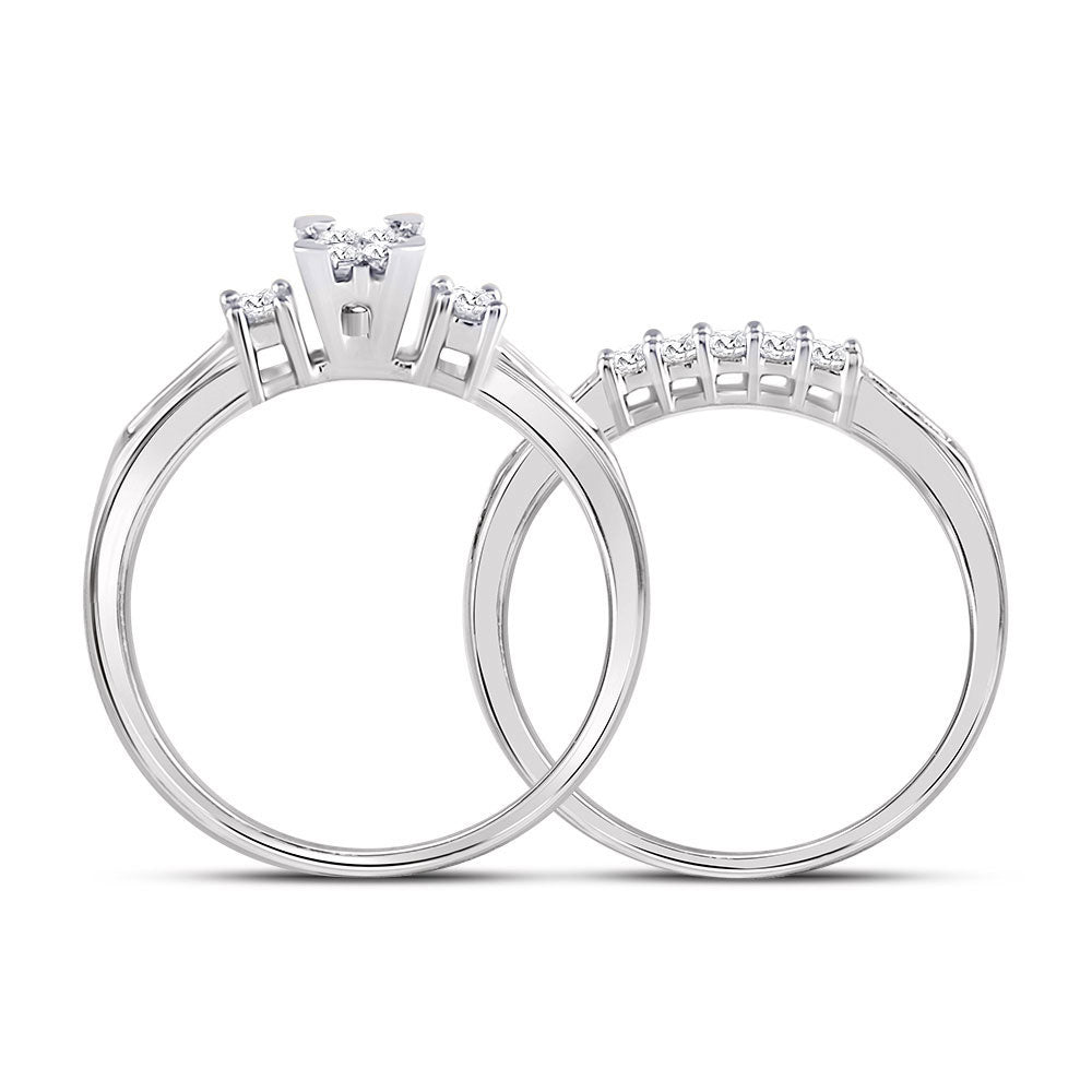 10K Yellow Or White Gold  Princess Diamond Bridal Wedding Ring Band Set 1/2 Cttw, Womens Size: 5-10