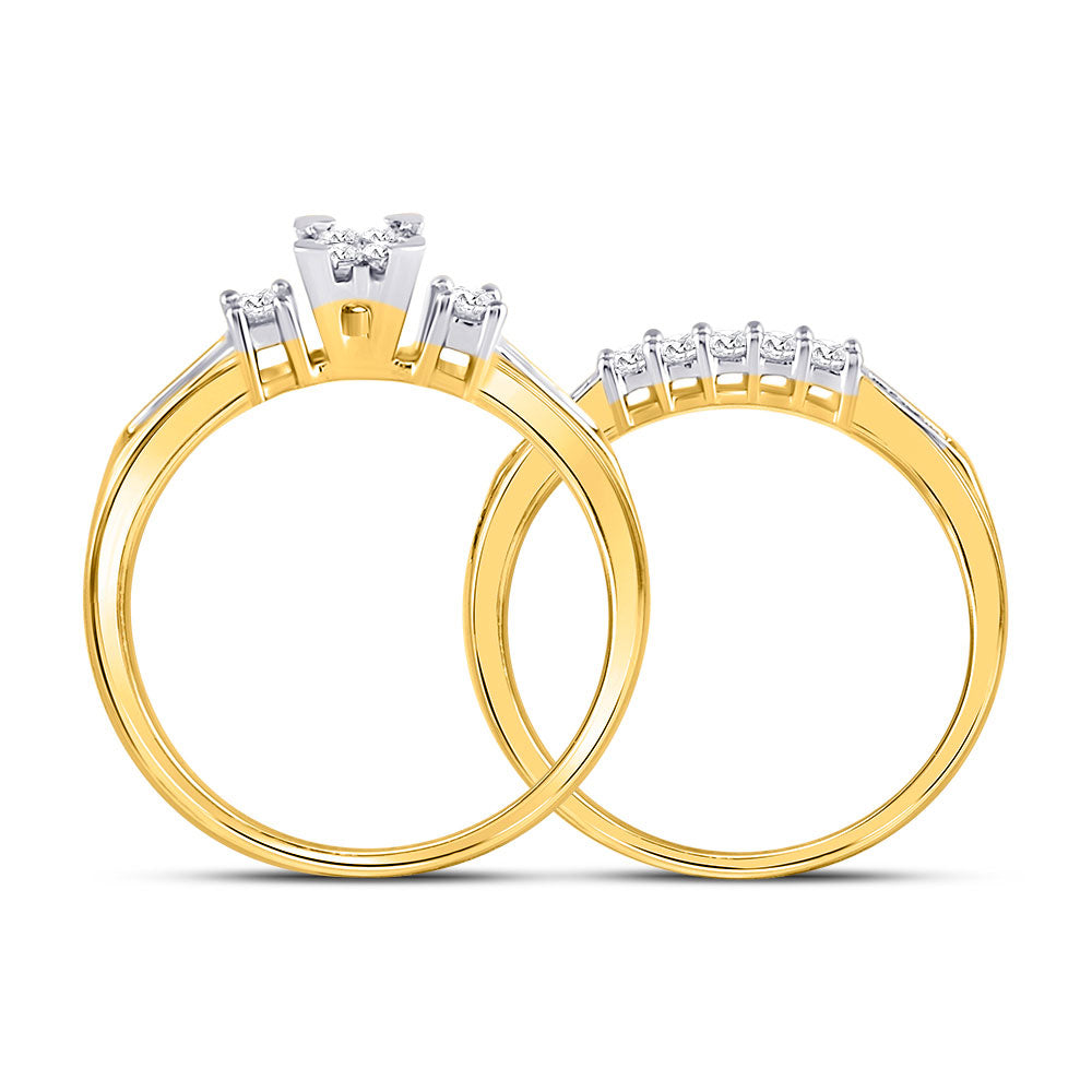 10K Yellow Or White Gold  Princess Diamond Bridal Wedding Ring Band Set 1/2 Cttw, Womens Size: 5-10