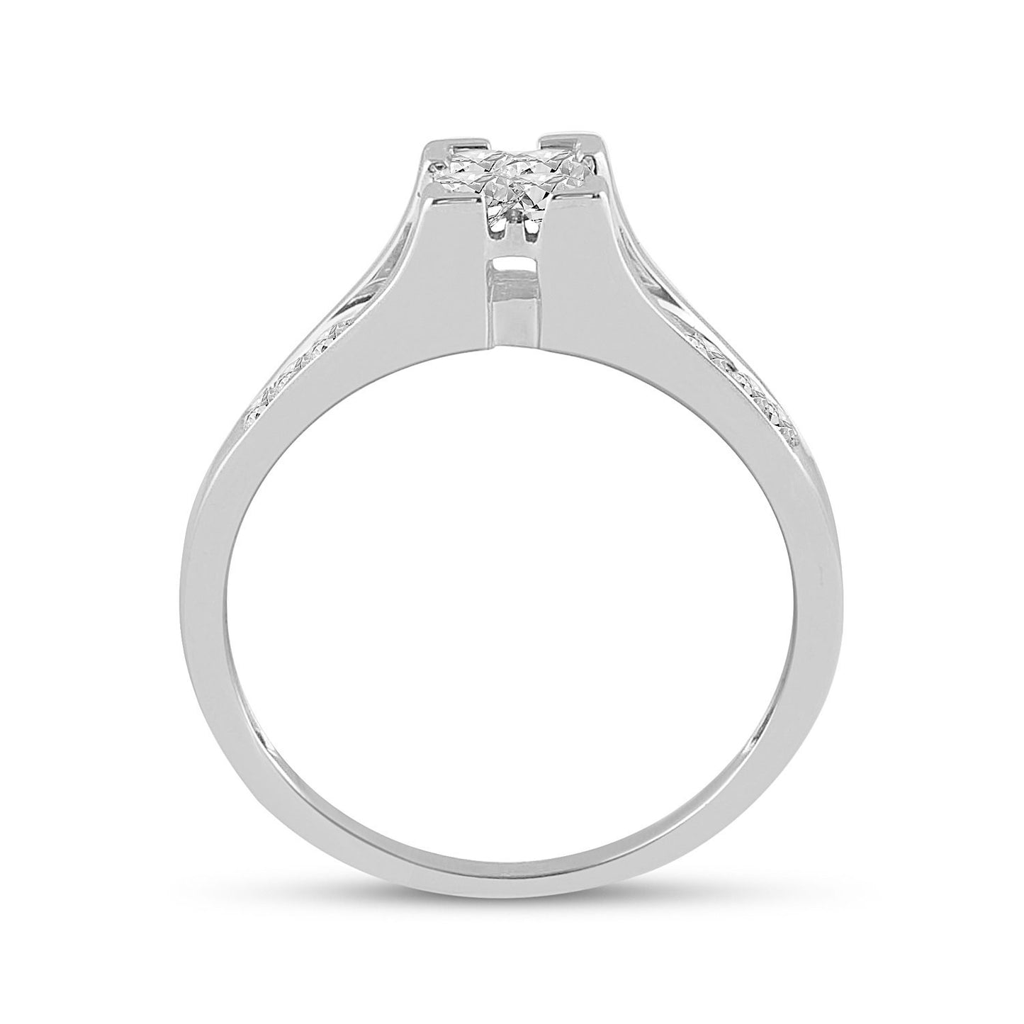 10K White Or Yellow Gold Princess Diamond Bridal Wedding Ring Band Set , Womens Size: 5-10
