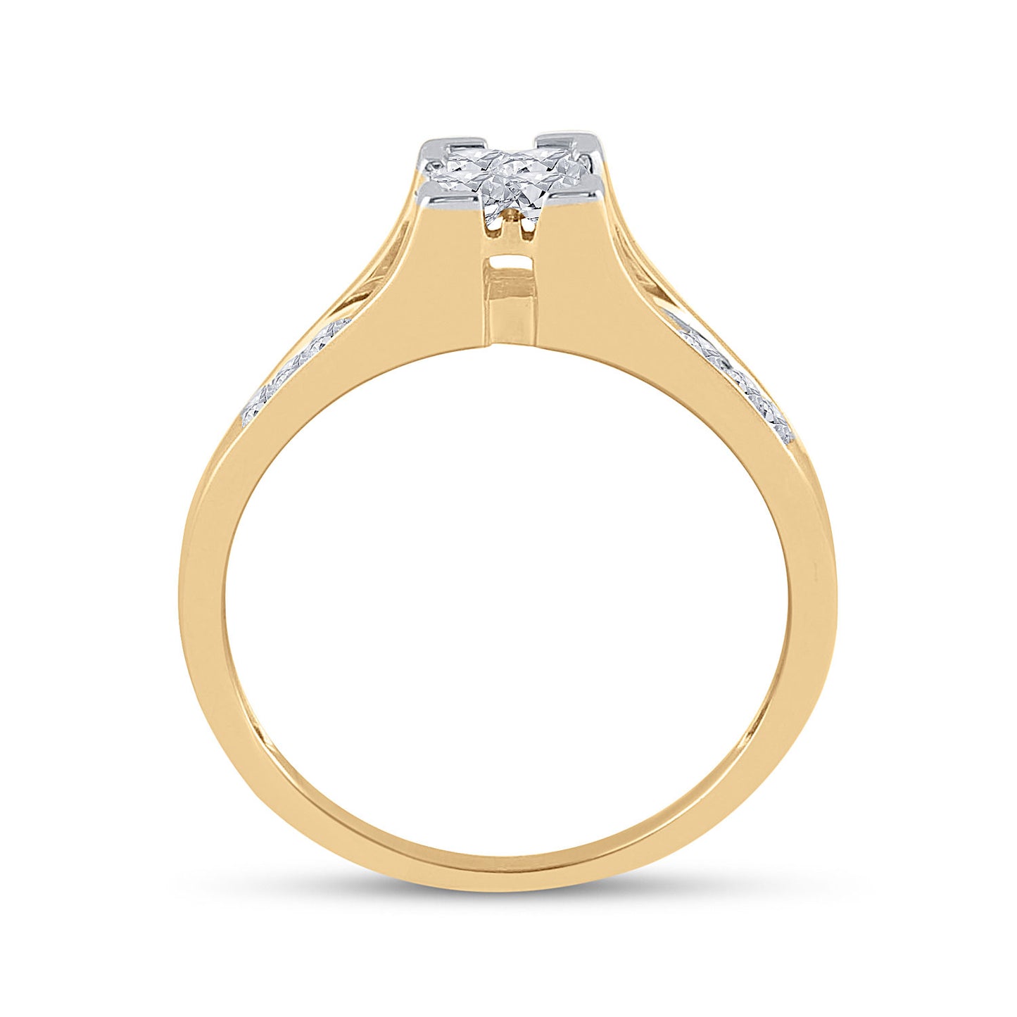 10K White Or Yellow Gold Princess Diamond Bridal Wedding Ring Band Set , Womens Size: 5-10