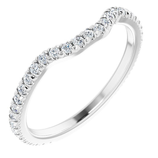 14K White Gold Emerald Si2-Si3, G-H Polished 1/3 Ctw Natural Diamond French-Set Matching Band, Size 7