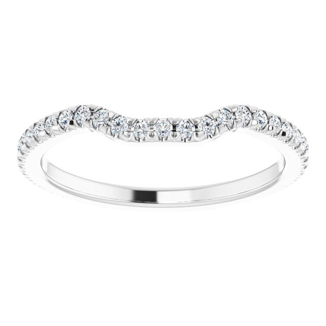 14K White Gold Emerald Si2-Si3, G-H Polished 1/3 Ctw Natural Diamond French-Set Matching Band, Size 7