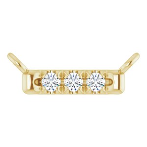 14K Yellow Gold 3-Stone Round  1.3 Mm I1, G-H Polished .03 Ctw Natural Diamond French-Set Bar Necklace Center