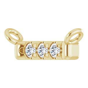 14K Yellow Gold 3-Stone Round  1.3 Mm I1, G-H Polished .03 Ctw Natural Diamond French-Set Bar Necklace Center