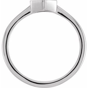 Sterling Silver Hexagon 9.5 X 8 Mm Brush Polished Signet Ring Size 7