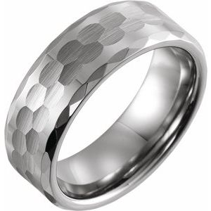 Tungsten 8 mm Beveled Faceted Comfort-Fit Satin Band