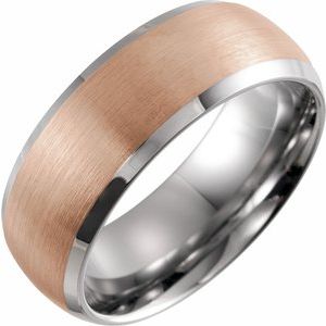 18K Rose Gold PVD Tungsten 8 mm Beveled Satin Band