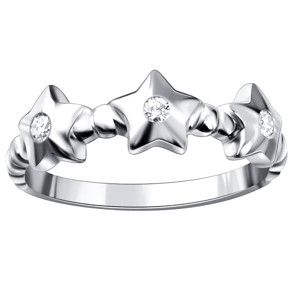 10K White Gold 0.10 Cttw Diamond Ladies Star Ring