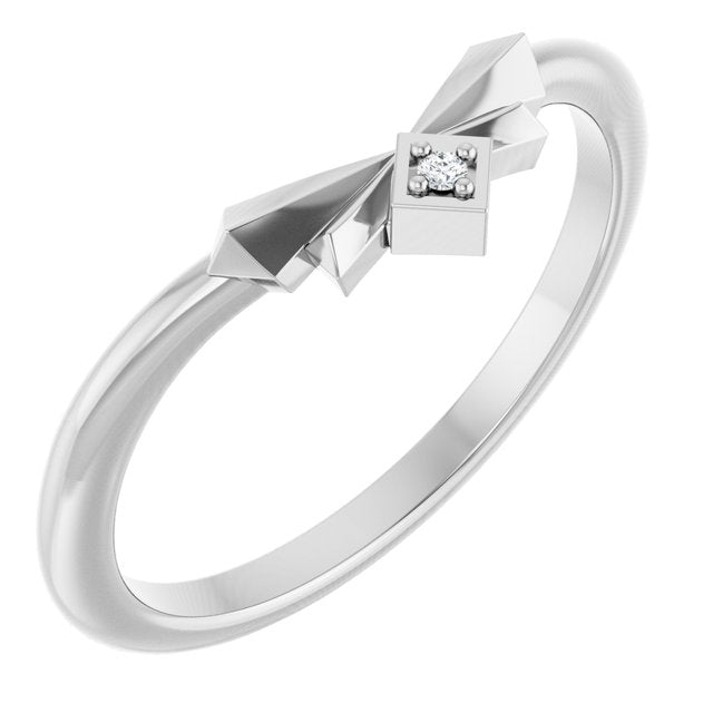 14K White Gold Round 1.2 Mm Polished Natural Diamond Accented Contour Band, Size 7