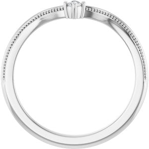 14K White Gold Round 2 Mm Polished .03 Ctw Natural Diamond Contour Band Size 7