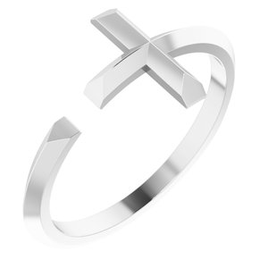 Sterling Silver Polished Knife-Edge Negative Space Cross Ring Size 7