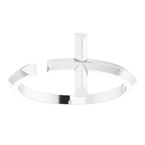 Sterling Silver Polished Knife-Edge Negative Space Cross Ring Size 7