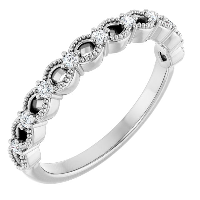 14K White Gold Round 1.5 Mm Polished 1/8 Ctw Natural Diamond Anniversary Band, Size 7