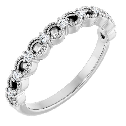 14K White Gold Round 1.5 Mm Polished 1/8 Ctw Natural Diamond Anniversary Band, Size 7