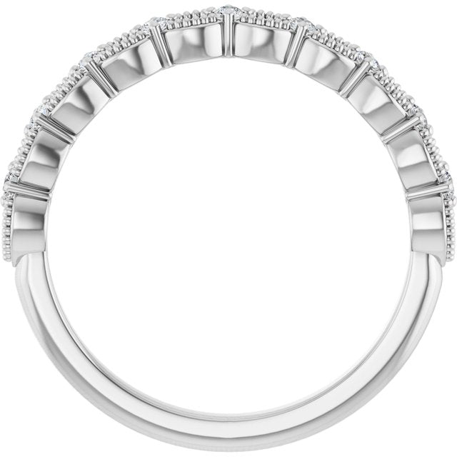 14K White Gold Round 1.5 Mm Polished 1/8 Ctw Natural Diamond Anniversary Band, Size 7