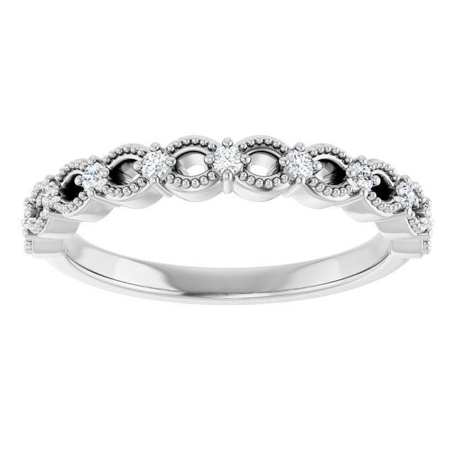 14K White Gold Round 1.5 Mm Polished 1/8 Ctw Natural Diamond Anniversary Band, Size 7