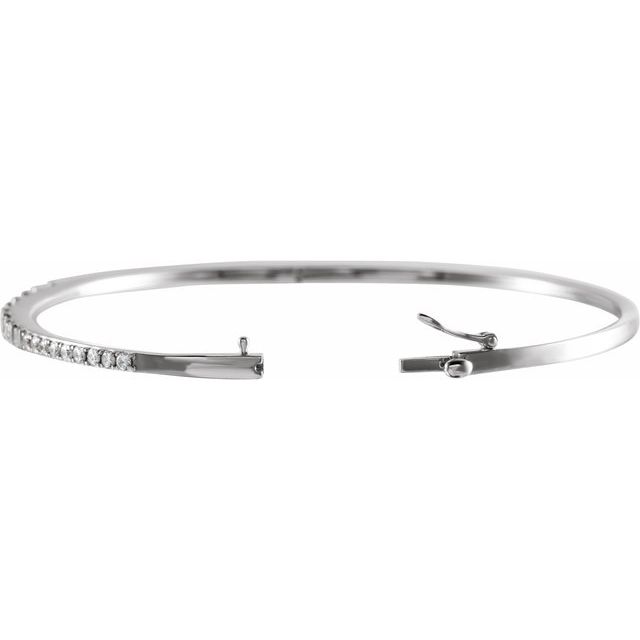 14K White Gold Straight Baguette 3.4 X 1.7Mm I1, H-I 7 In Polished 1 Ctw Natural Diamond Bangle Bracelet