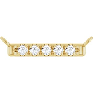 14K Yellow Gold 5-Stone Round  1.5 Mm I1, G-H Polished .07 Ctw Natural Diamond French-Set Bar Necklace Center