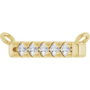 14K Yellow Gold 5-Stone Round  1.5 Mm I1, G-H Polished .07 Ctw Natural Diamond French-Set Bar Necklace Center