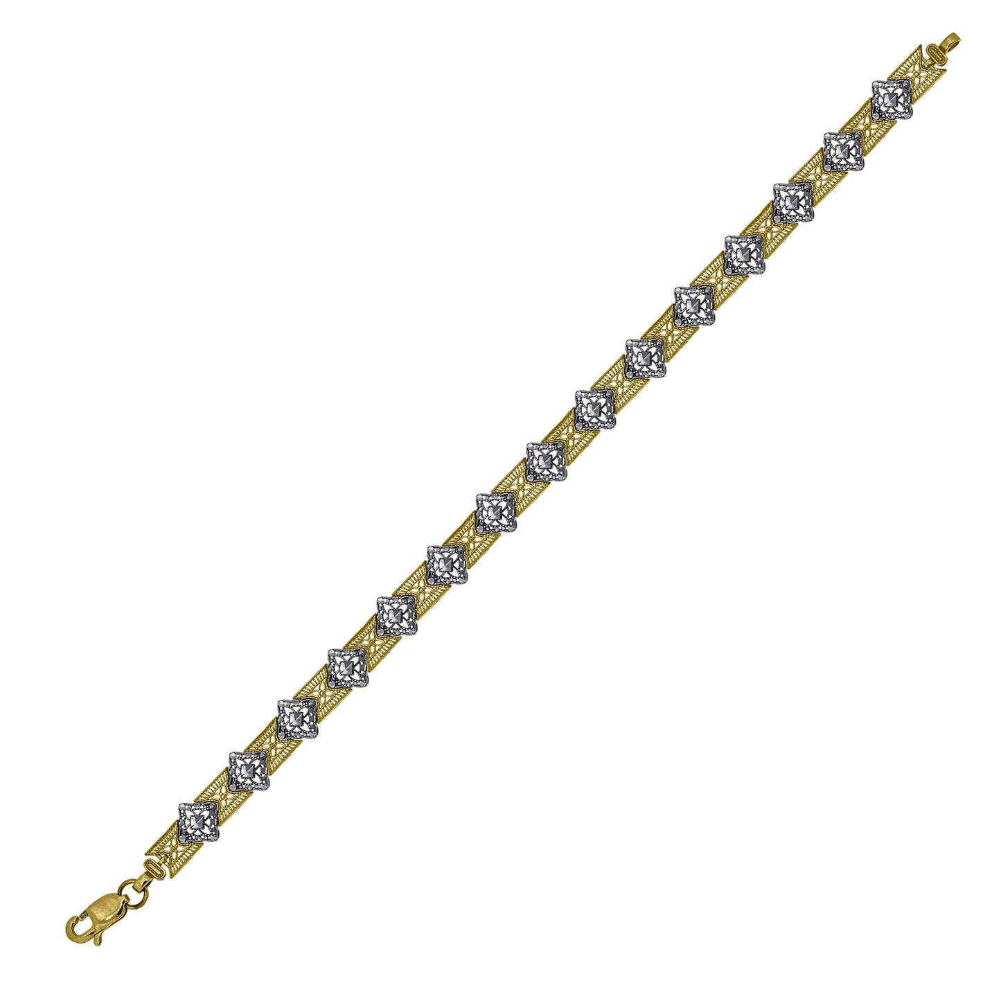 10K Two-Tone Gold Womens Link Bracelet