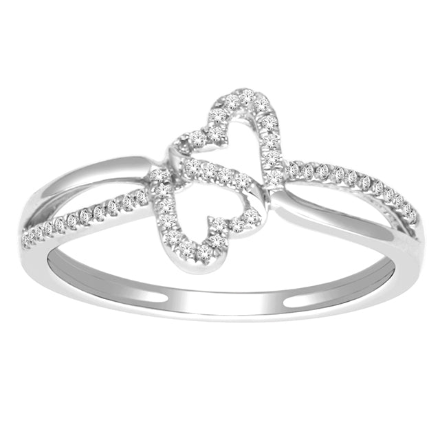 10K White Gold 0.11 Cttw Diamond Ladies Heart Ring