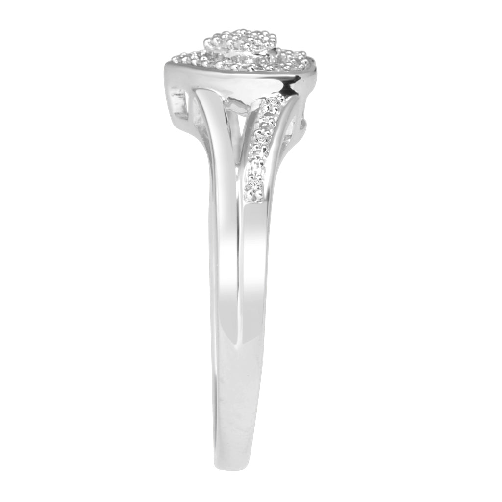 10K White Gold 0.10 Cttw Round Diamond Ladies Heart Ring