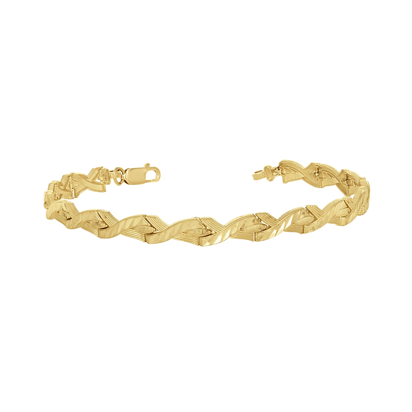 10K Yellow Gold Womens Weaved Link Bracelet
