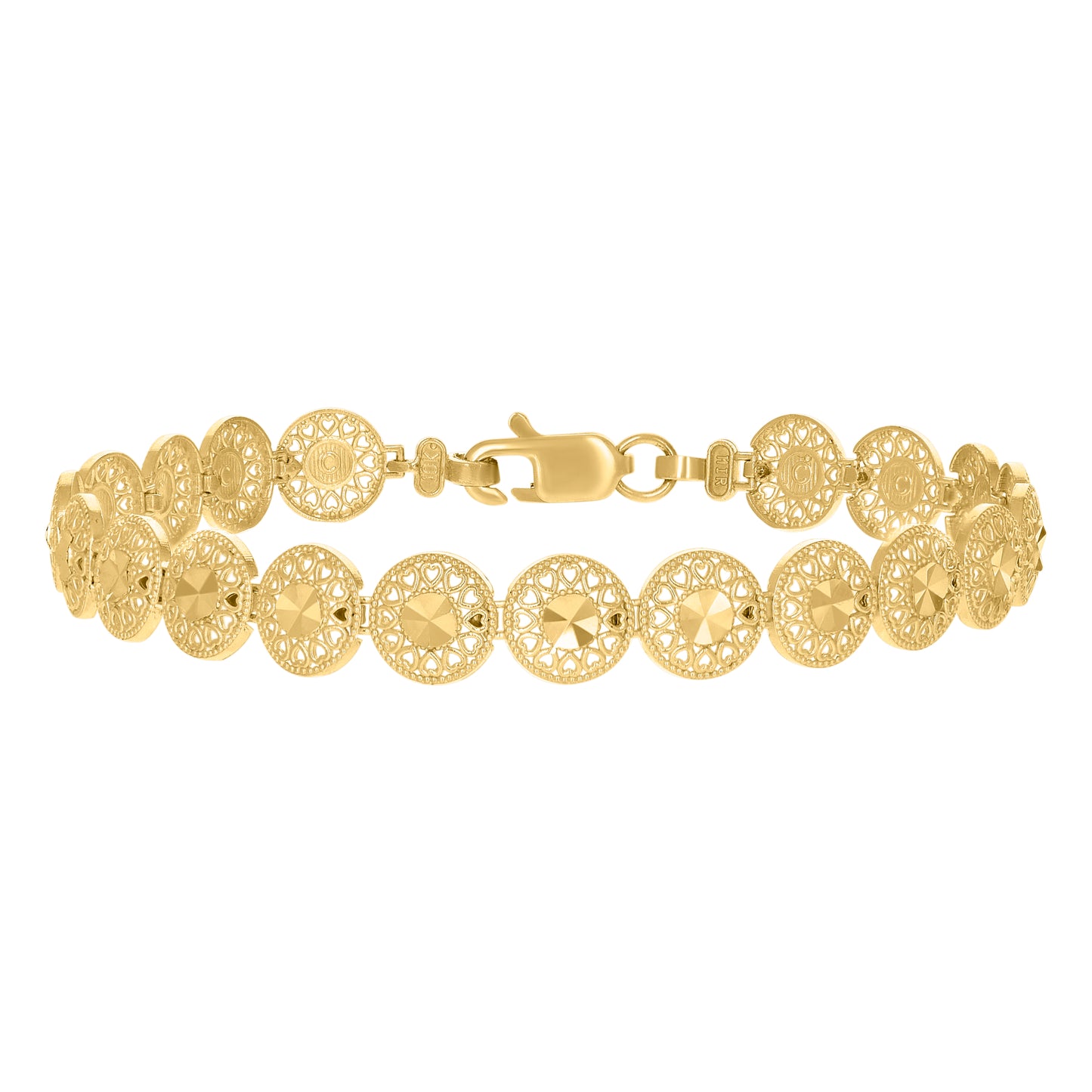 10K Yellow Gold Womens Round Link Bracelet