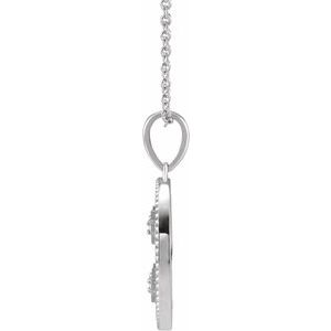 14K White Gold Round 1.1Mm G-H I1 .025 Ctw Natural Diamond Jerusalem Cross Necklace, Length: 18 In