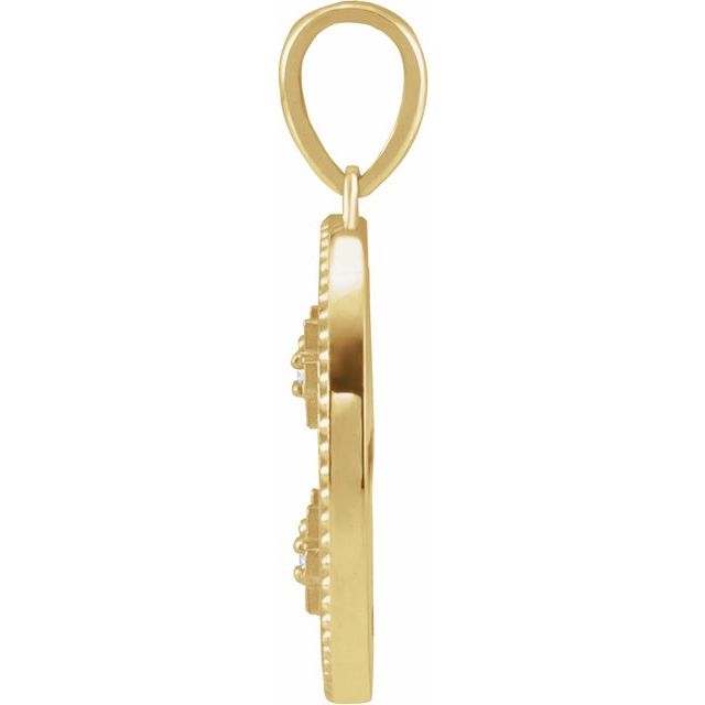 14K Yellow Gold Round  1.1Mm  I1, G-H Polished .025 Ctw Natural Diamond Jerusalem Cross Pendant