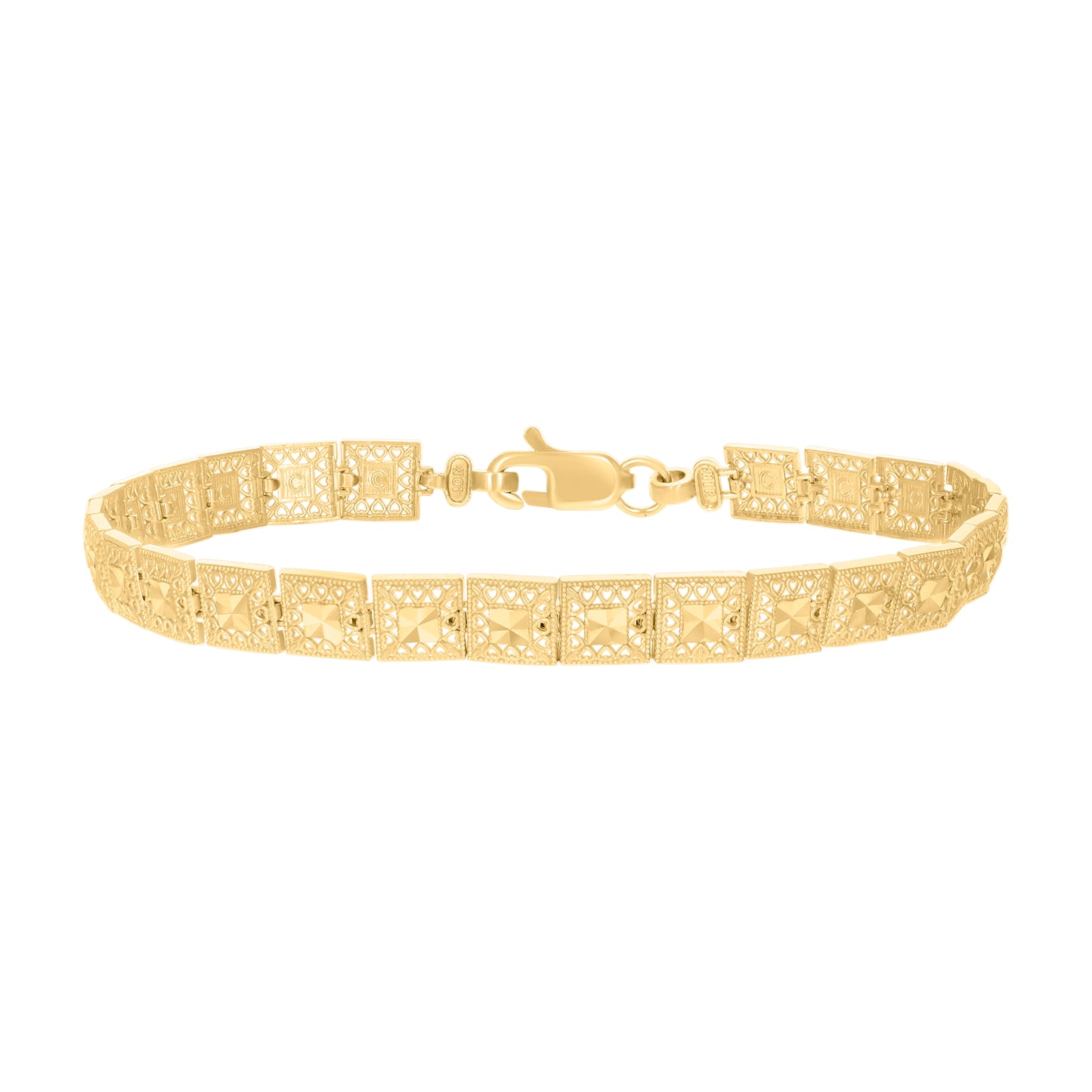 10K Yellow Gold Womens Square Link Bracelet