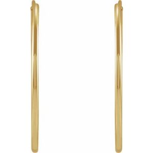 14K Yellow Gold Pair Endless Flexible Tube Hoop Earrings, Length: 25 Mm, Thickness: 1 Mm