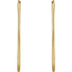 14K Yellow Gold Pair Endless Flexible Tube Hoop Earrings, Length: 30 Mm, Thickness: 1 Mm