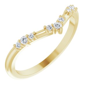 14K Yellow Gold Round Polished 1/10 Ctw Natural Diamond Matching Band Size 7