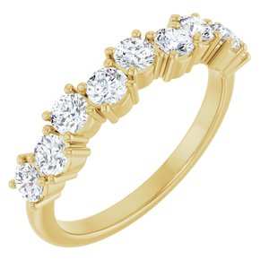 14K Yellow Gold Round 3 Mm Polished 9/10 Ctw Lab-Grown Diamond Anniversary Band Size 7