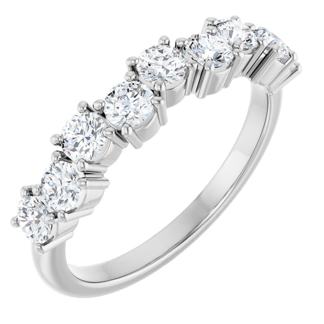14K White Gold Round 3 Mm Polished 9/10 Ctw Lab-Grown Diamond Anniversary Band, Size 7
