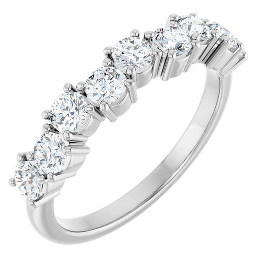 14K White Gold Round 3 Mm Polished 9/10 Ctw Lab-Grown Diamond Anniversary Band, Size 7